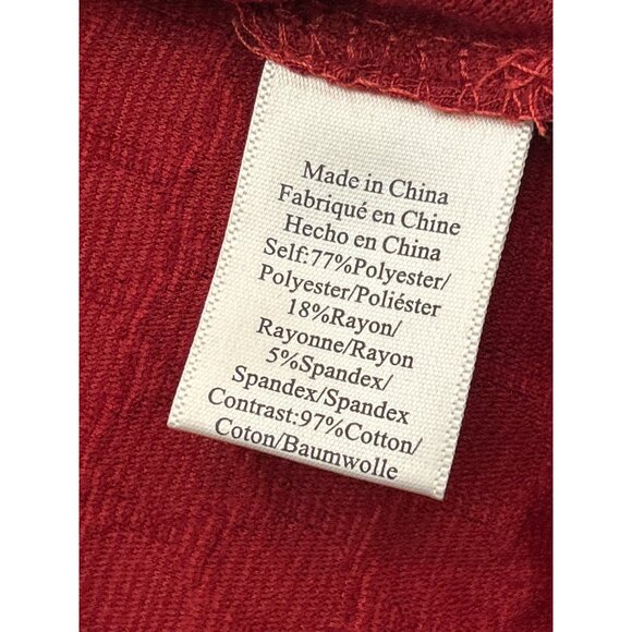 Porridge Anthropologie Red Bohemian Textured Pullover Sweatshirt Floral Sleeve - Picture 5 of 6